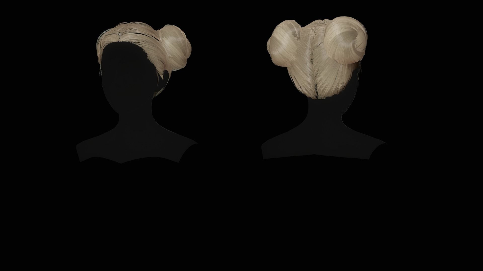 Female Hair Collection - Game Ready Low-poly 3D model_7