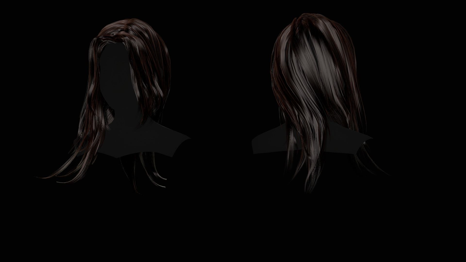 Female Hair Collection - Game Ready Low-poly 3D model_35