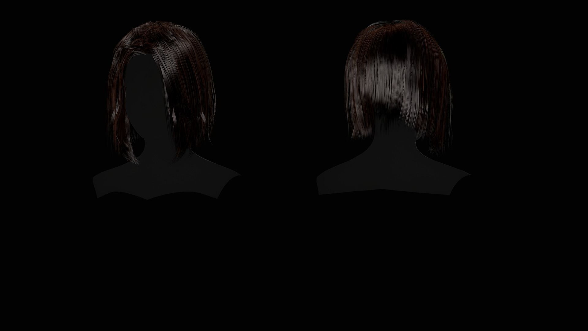 Female Hair Collection - Game Ready Low-poly 3D model_34