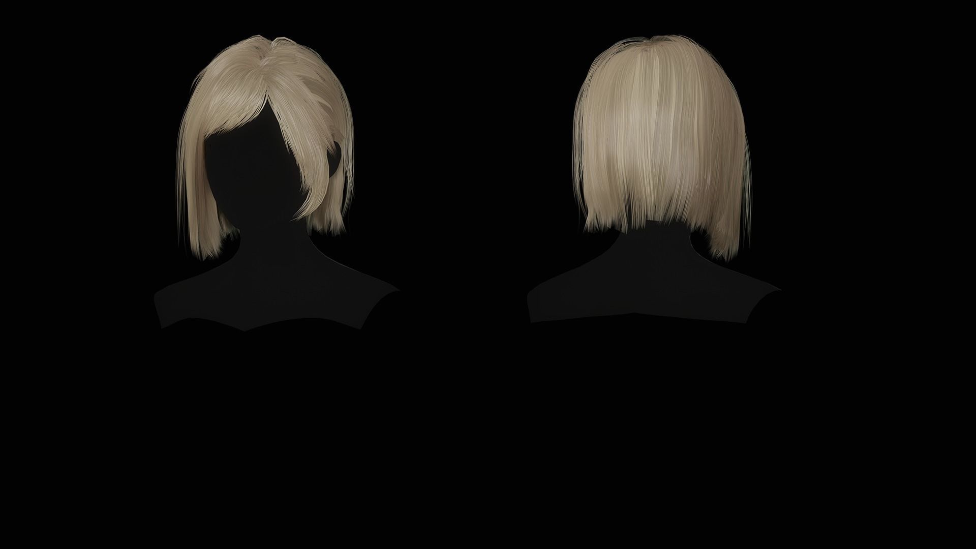 Female Hair Collection - Game Ready Low-poly 3D model_22