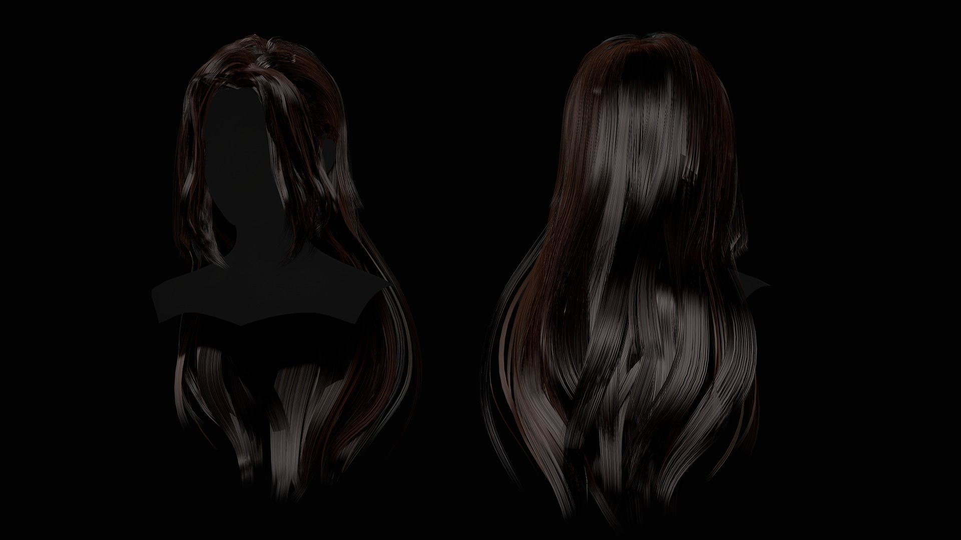 Female Hair Collection - Game Ready Low-poly 3D model_31