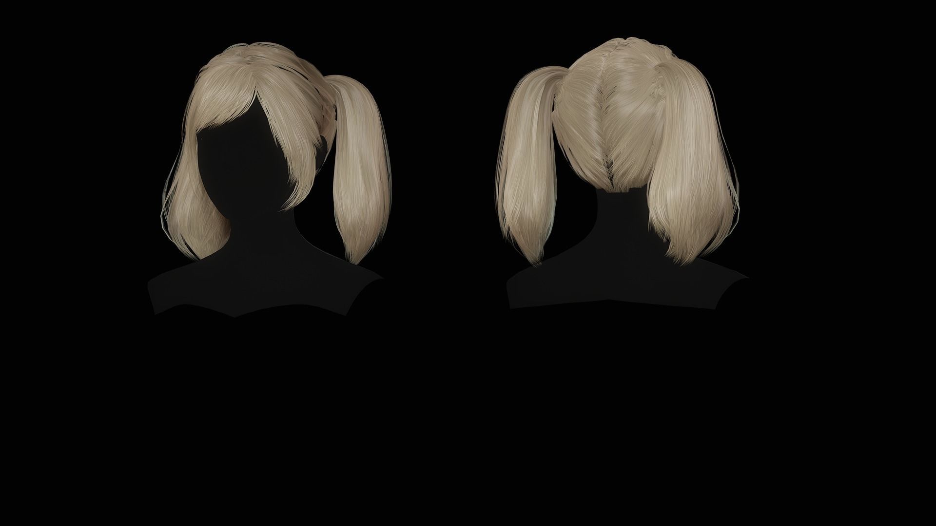 Female Hair Collection - Game Ready Low-poly 3D model_16