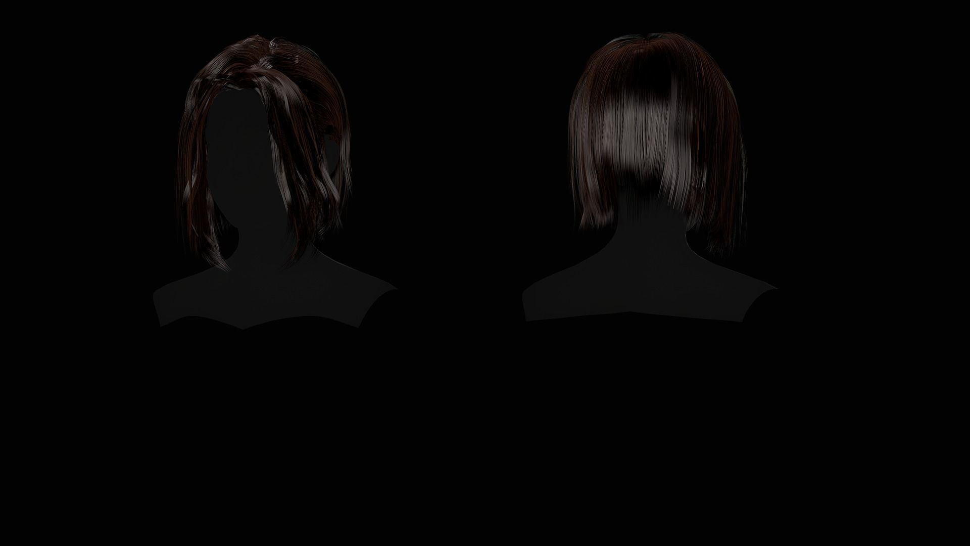 Female Hair Collection - Game Ready Low-poly 3D model_30