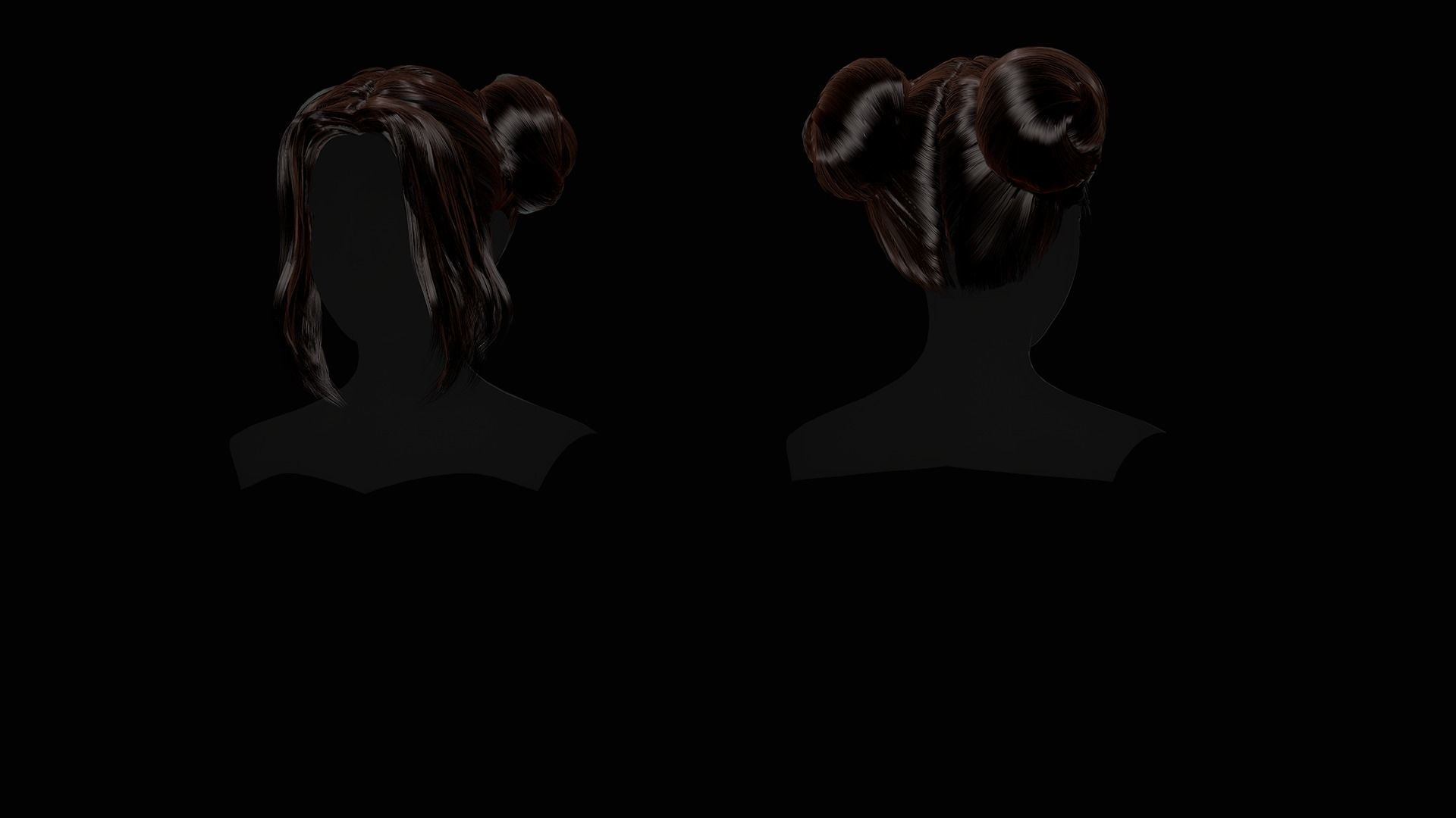 Female Hair Collection - Game Ready Low-poly 3D model_32