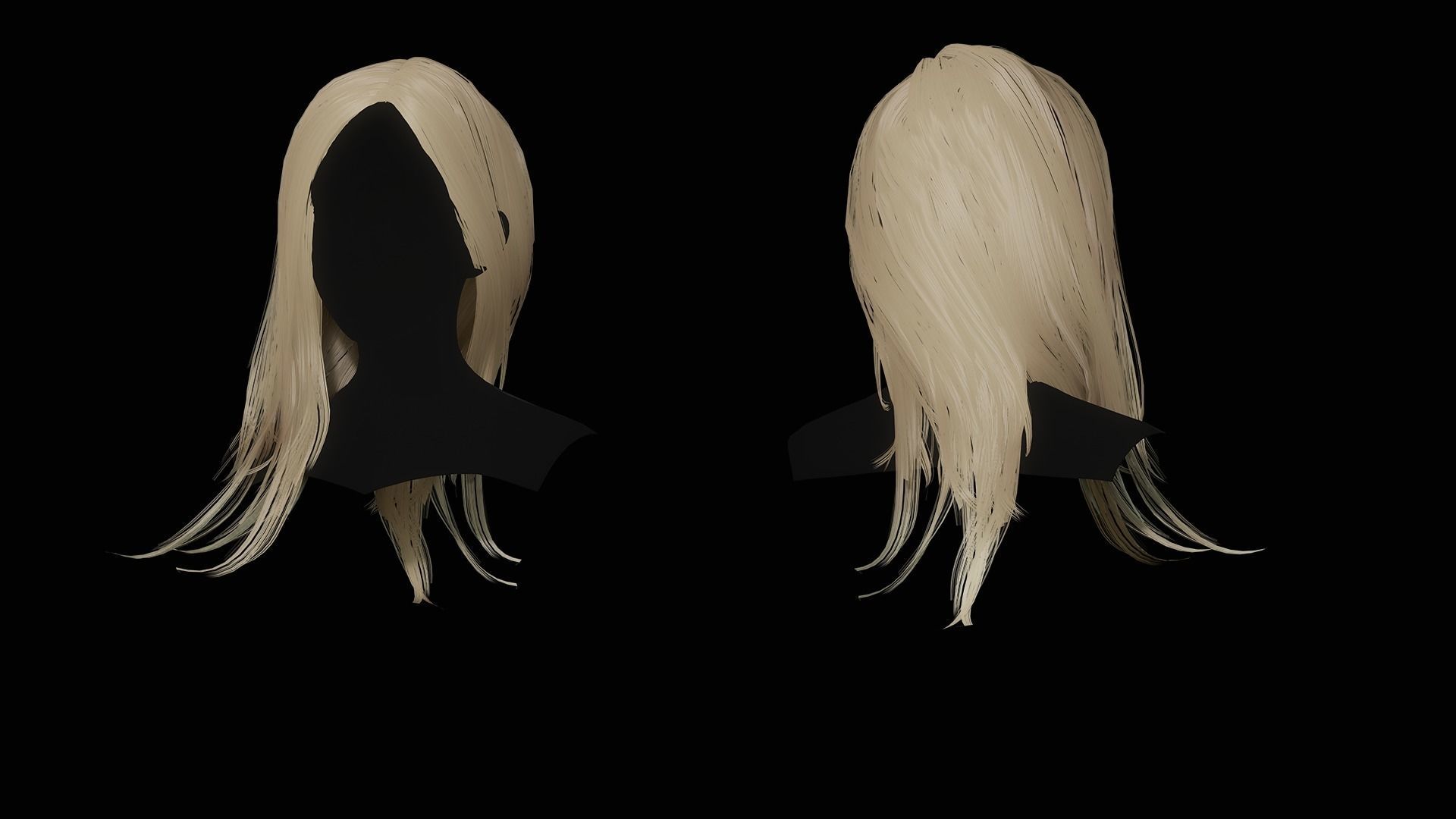 Female Hair Collection - Game Ready Low-poly 3D model_6