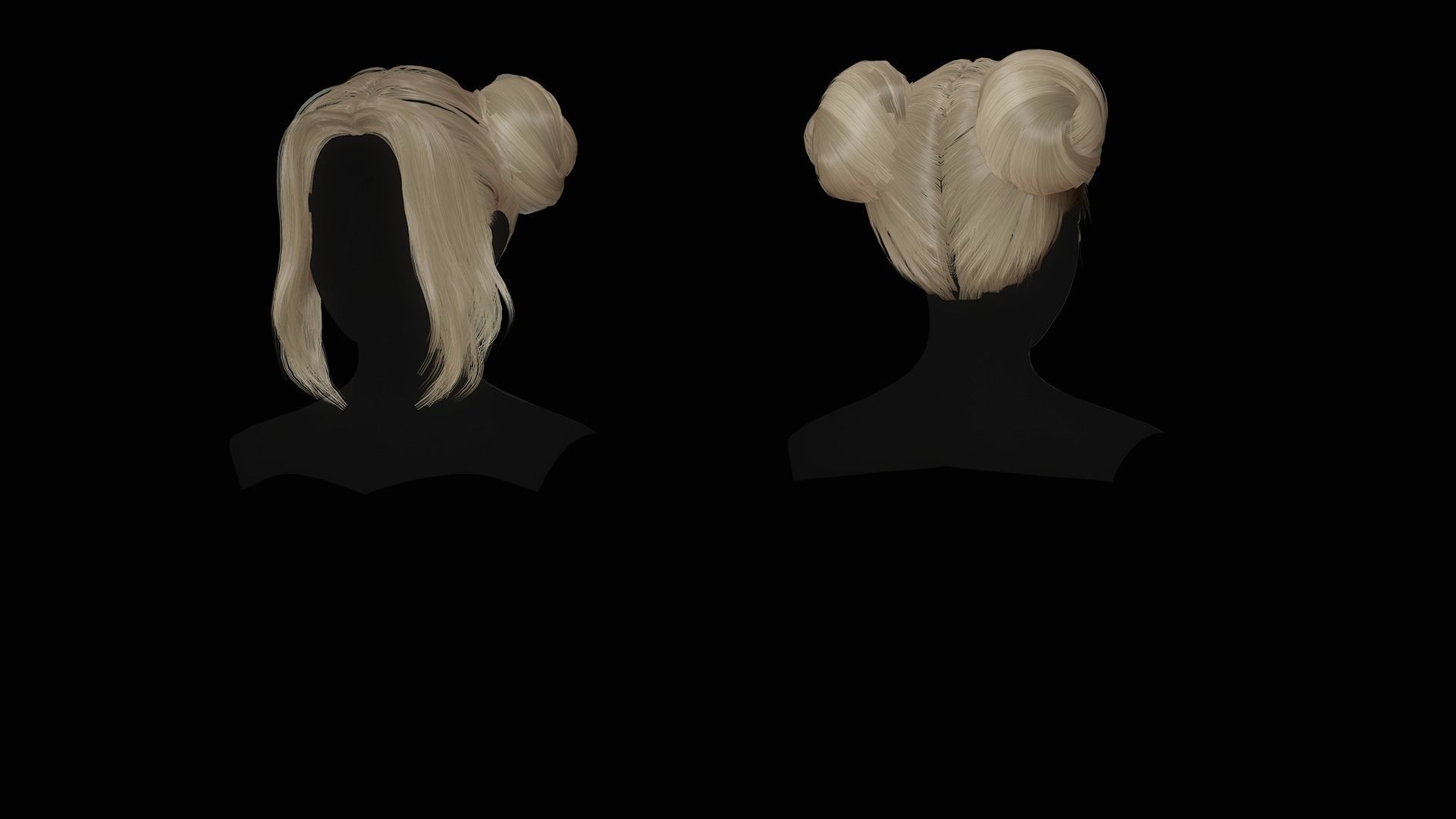 Female Hair Collection - Game Ready Low-poly 3D model_19