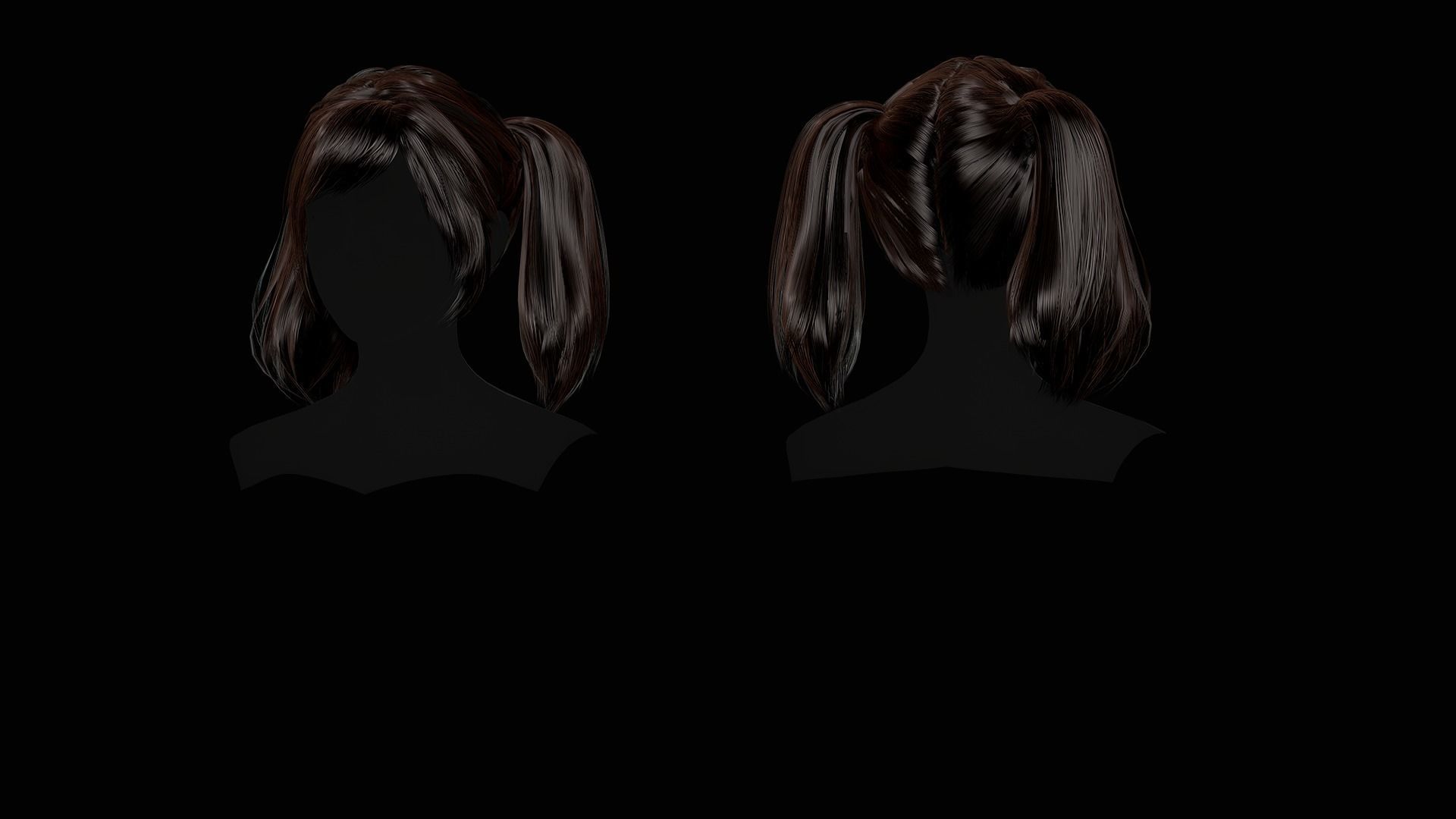 Female Hair Collection - Game Ready Low-poly 3D model_43