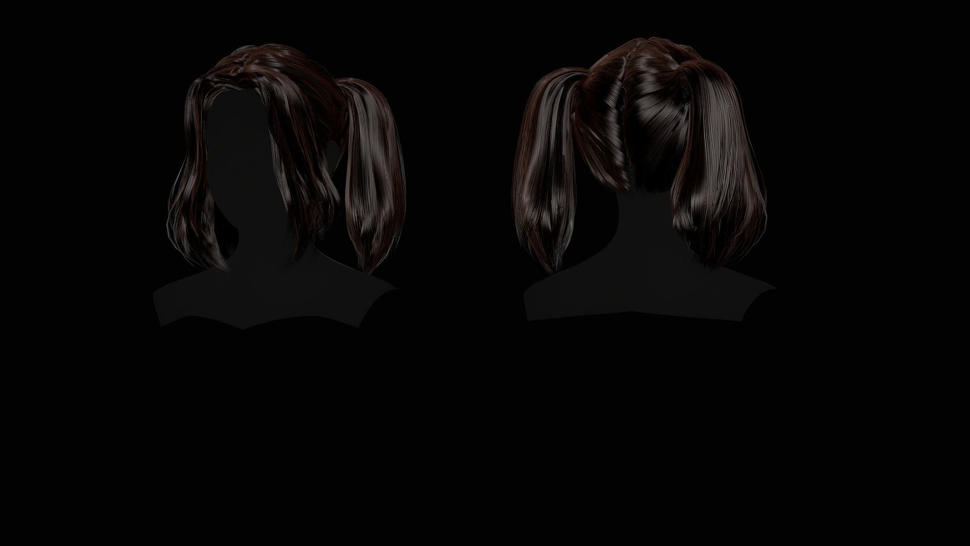 Female Hair Collection - Game Ready Low-poly 3D model_36