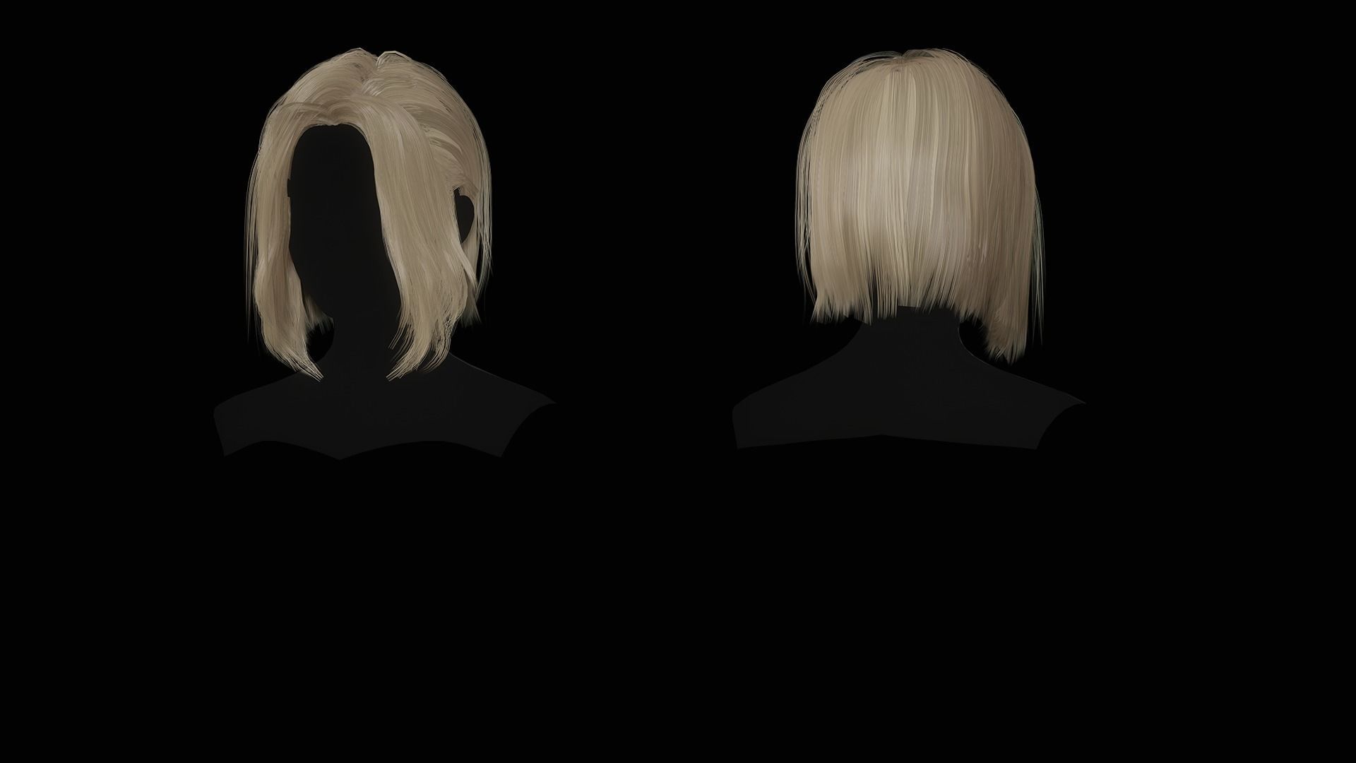 Female Hair Collection - Game Ready Low-poly 3D model_29