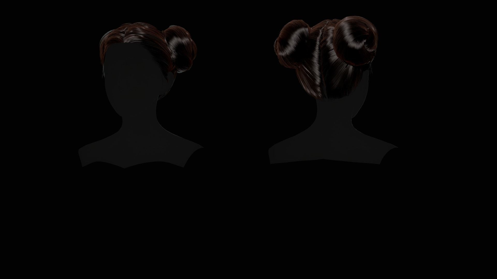 Female Hair Collection - Game Ready Low-poly 3D model_38