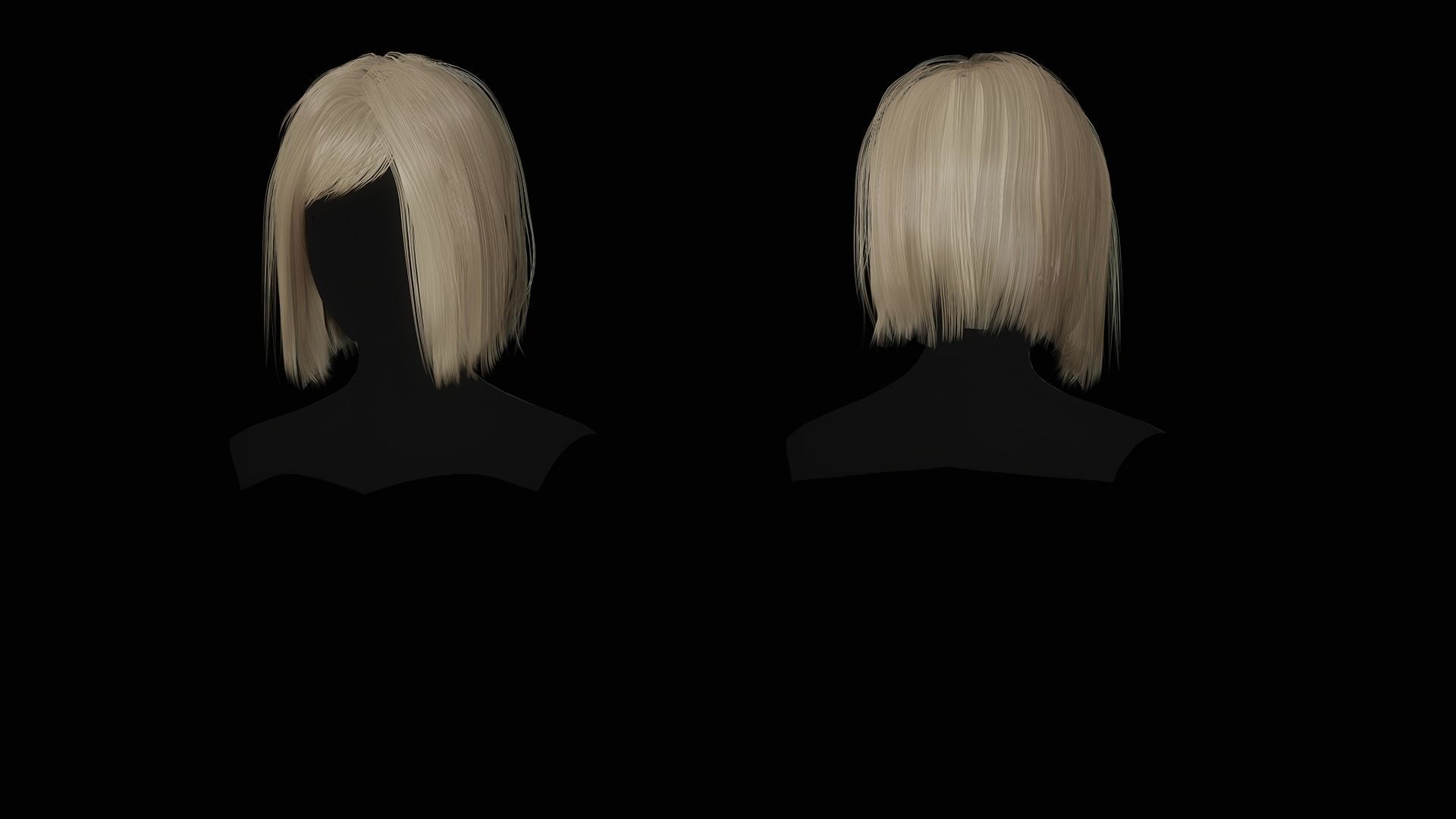 Female Hair Collection - Game Ready Low-poly 3D model_25