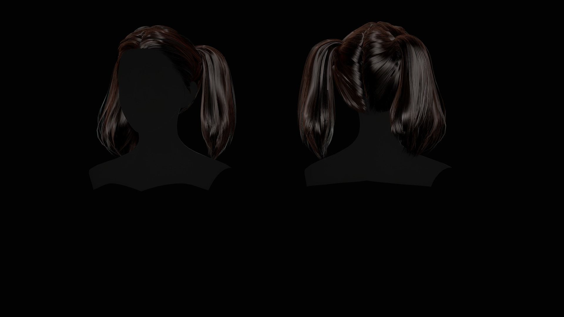 Female Hair Collection - Game Ready Low-poly 3D model_37