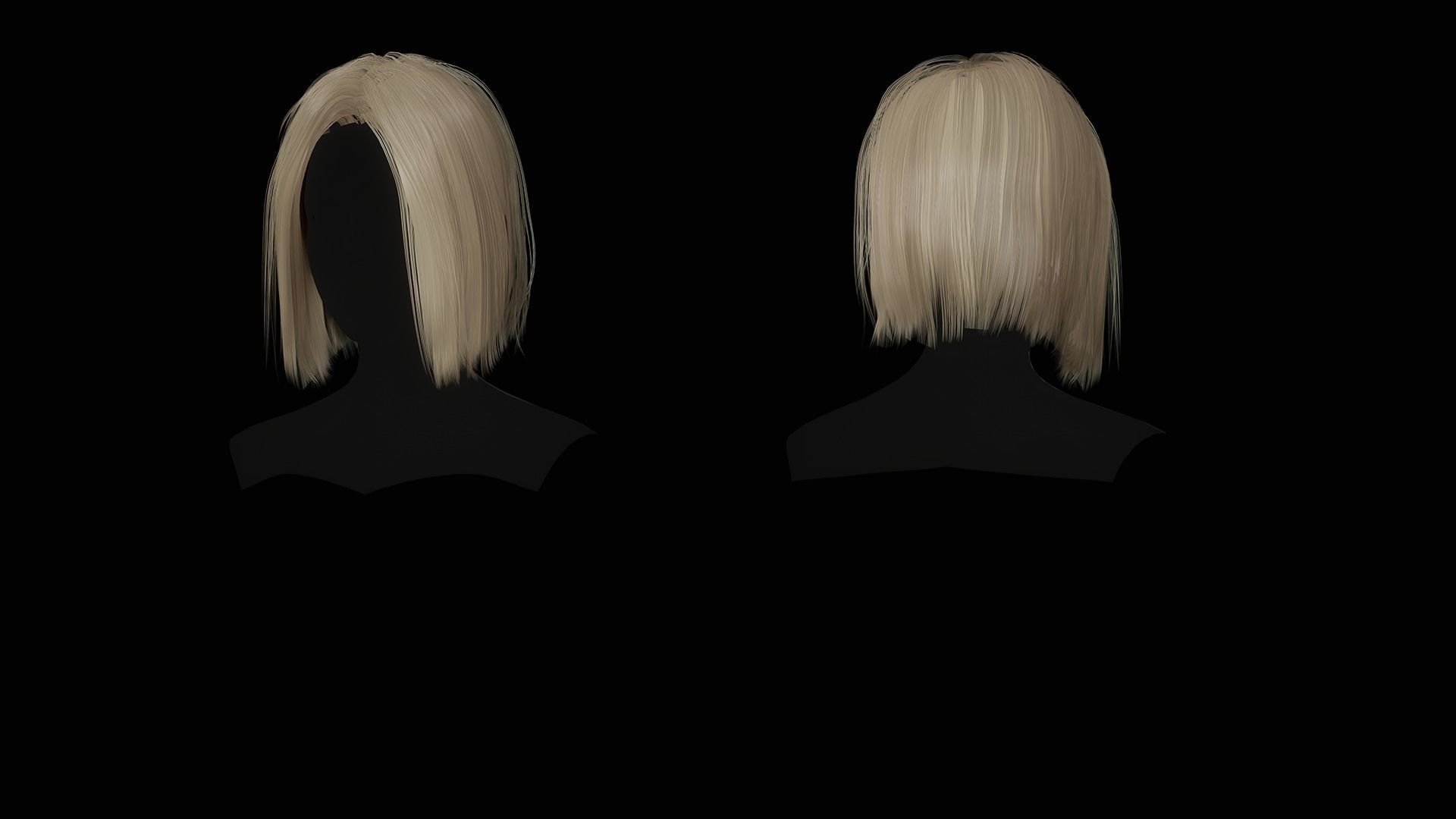 Female Hair Collection - Game Ready Low-poly 3D model_17