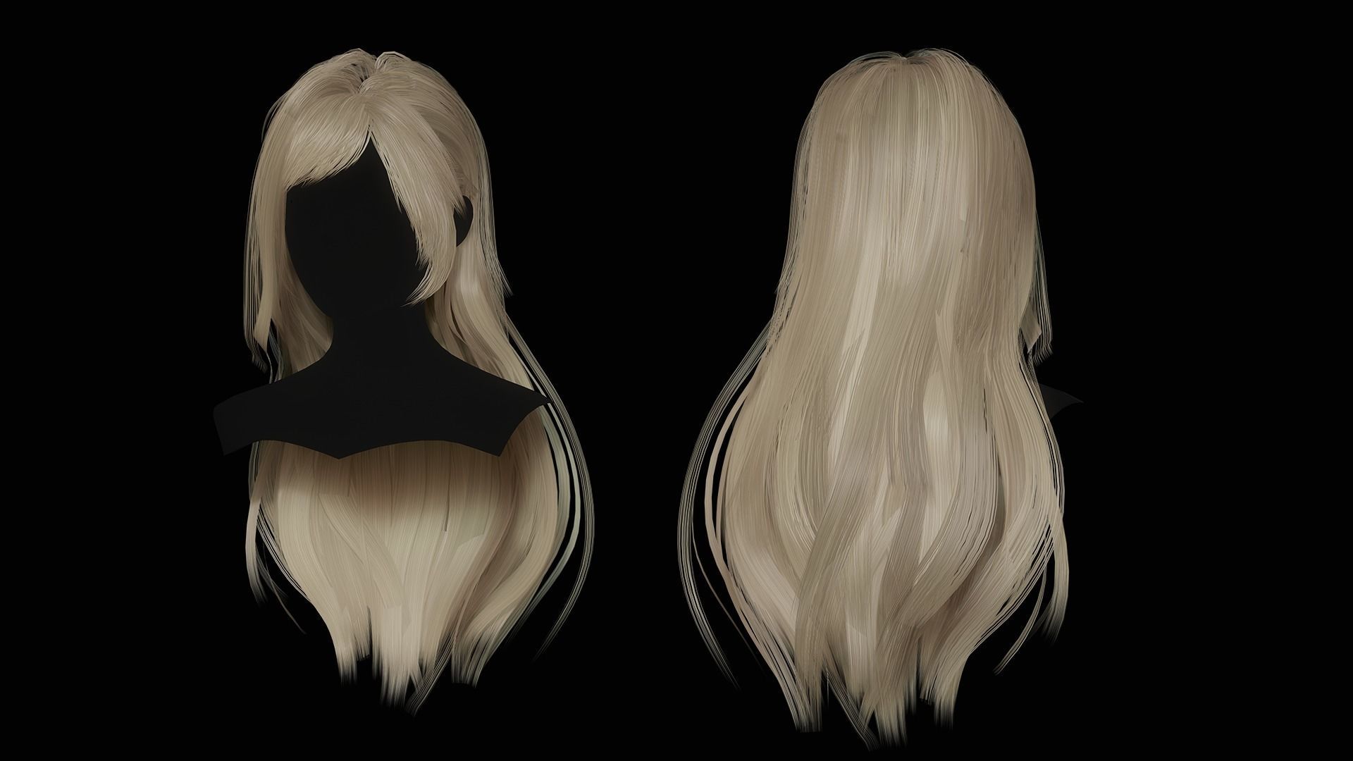 Female Hair Collection - Game Ready Low-poly 3D model_18
