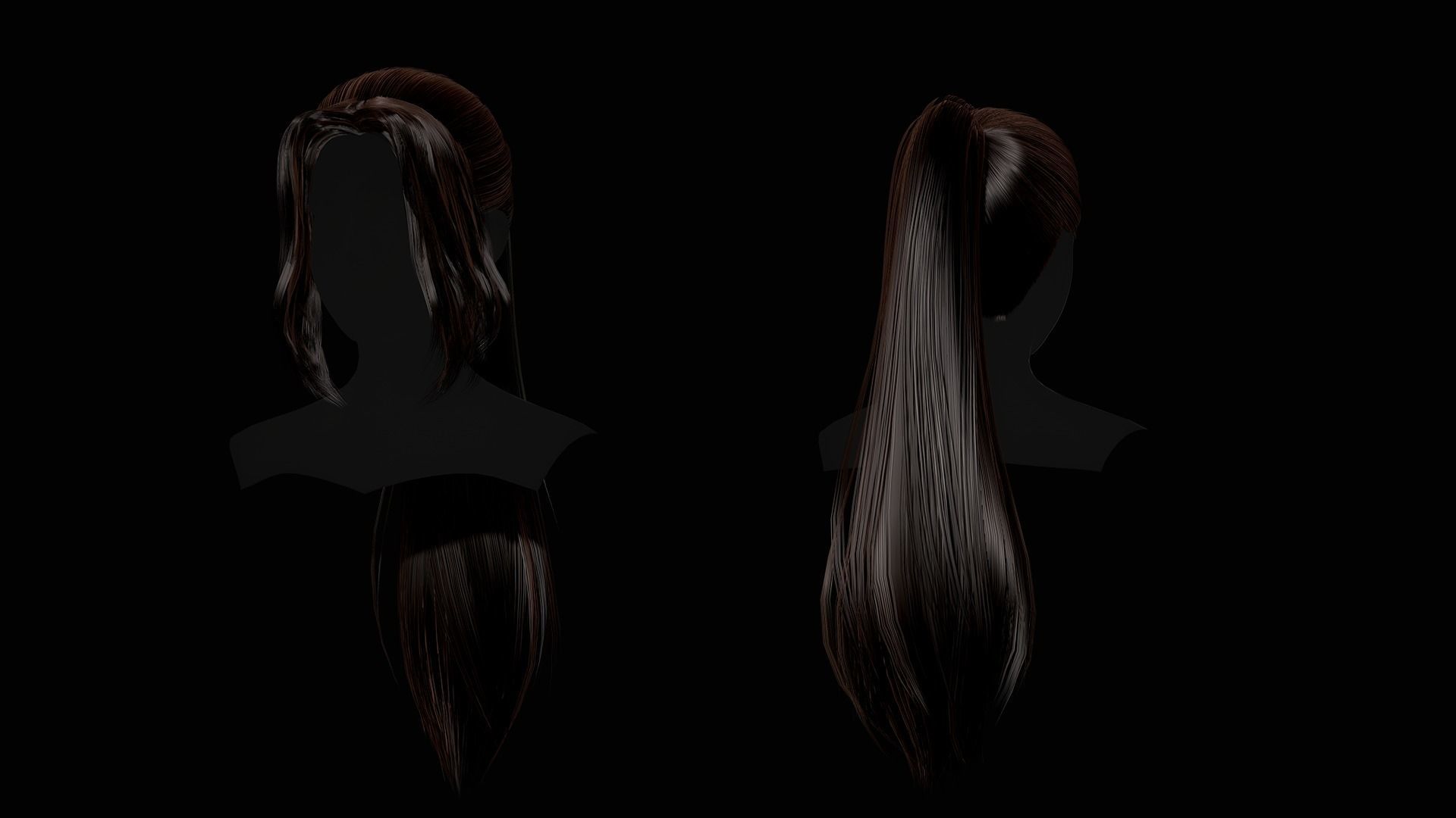 Female Hair Collection - Game Ready Low-poly 3D model_33