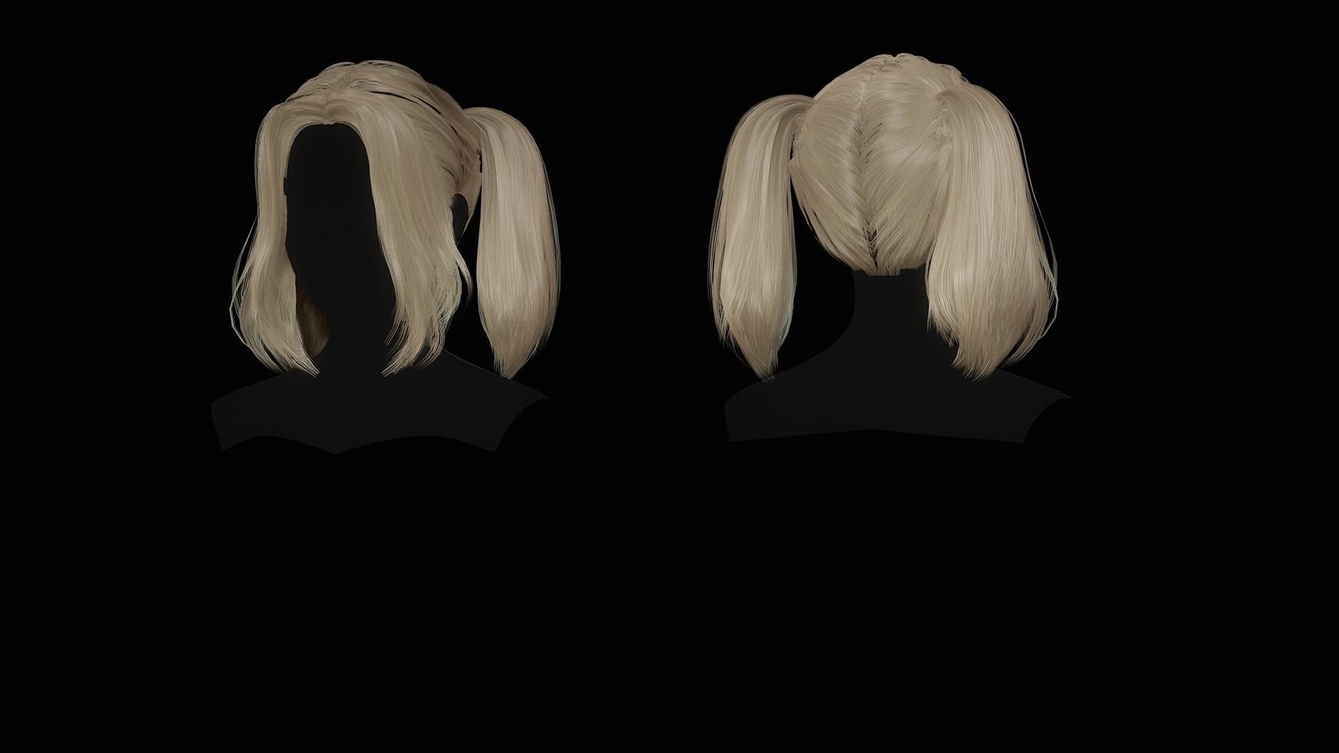 Female Hair Collection - Game Ready Low-poly 3D model_20