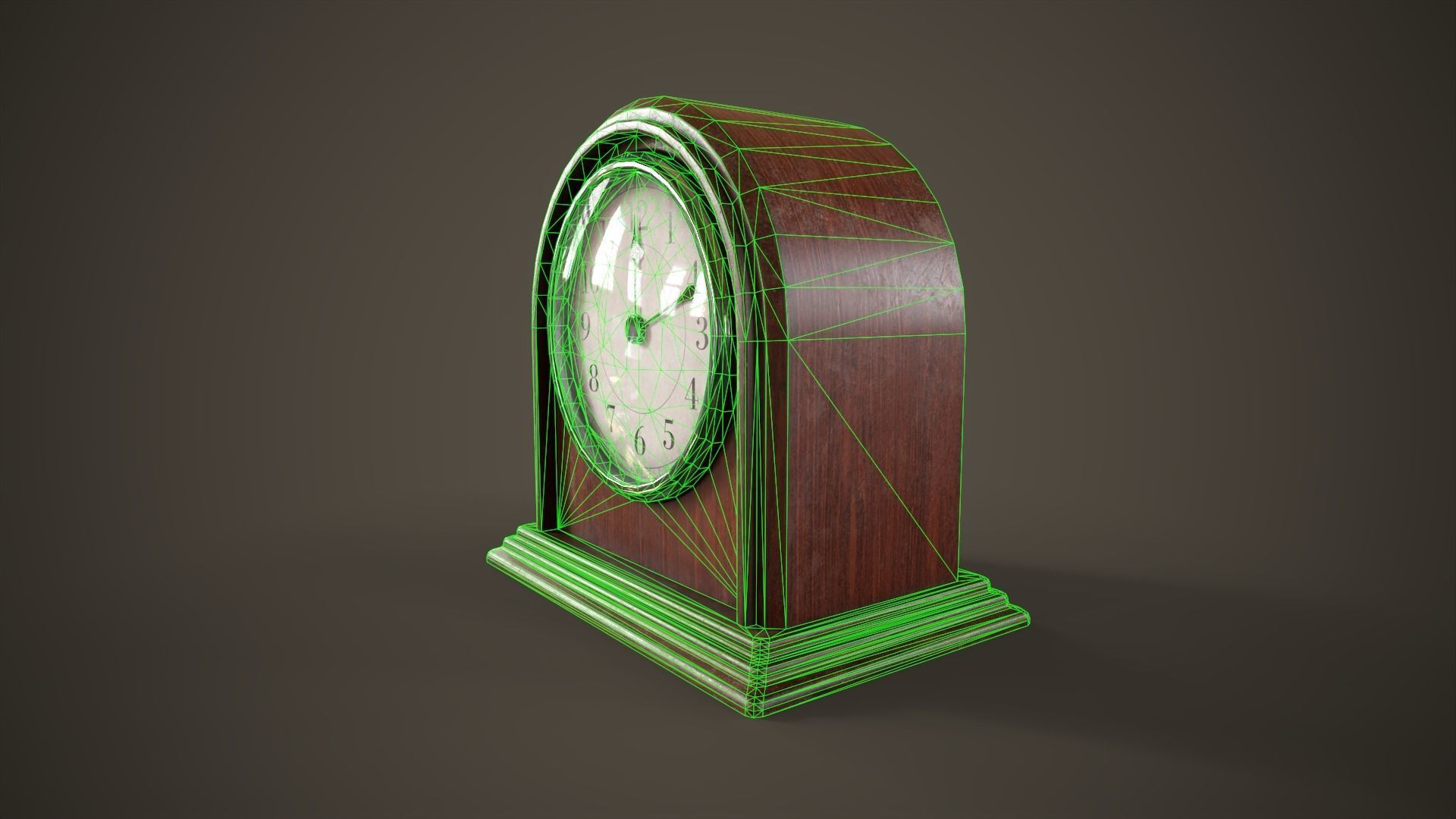 Small vintage table clock Low-poly 3D model_6