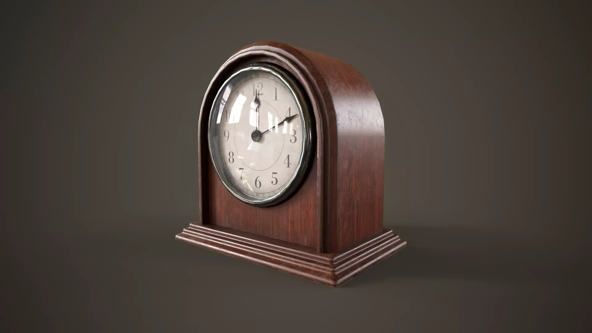 Small vintage table clock Low-poly 3D model_0