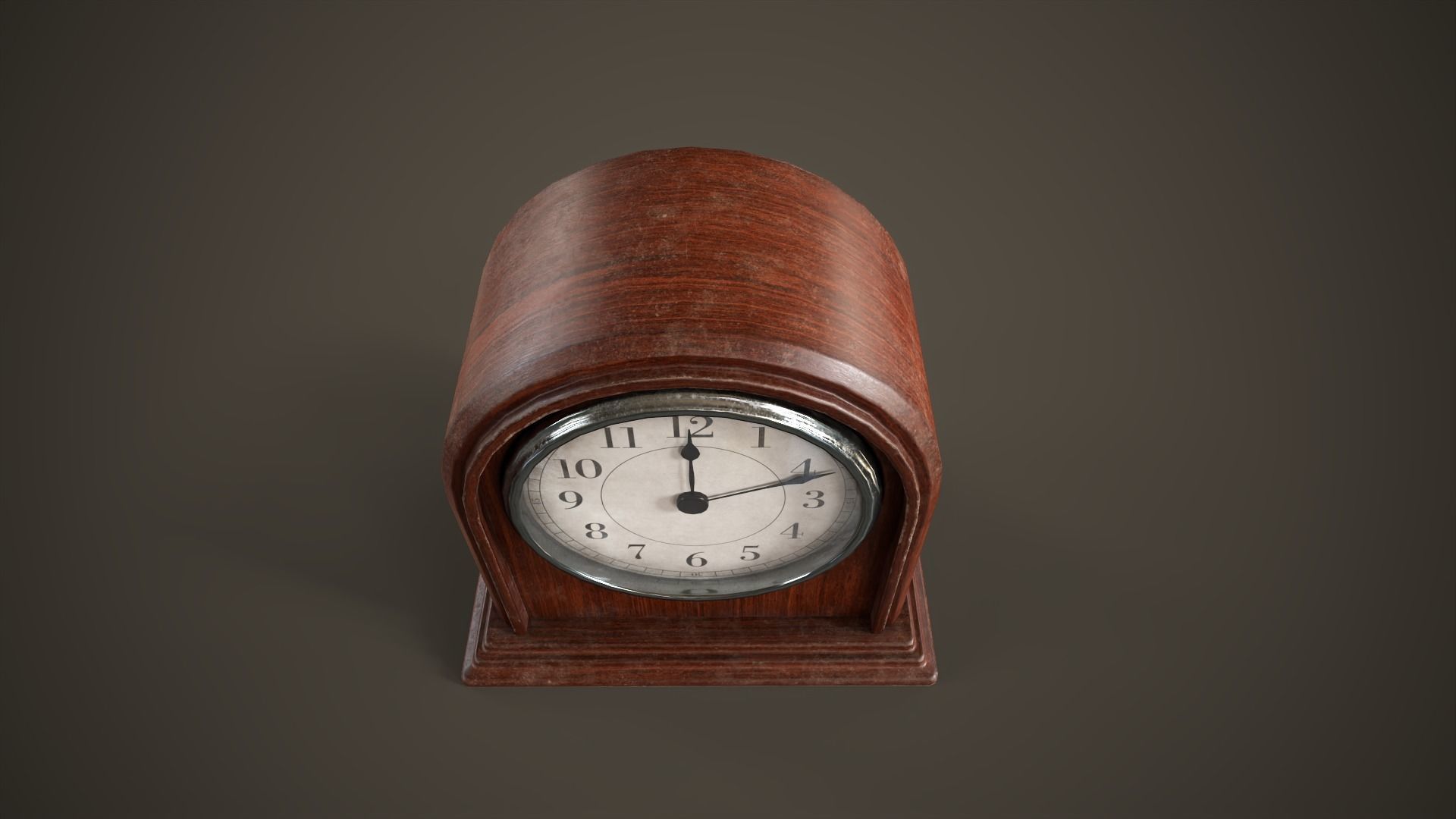 Small vintage table clock Low-poly 3D model_9