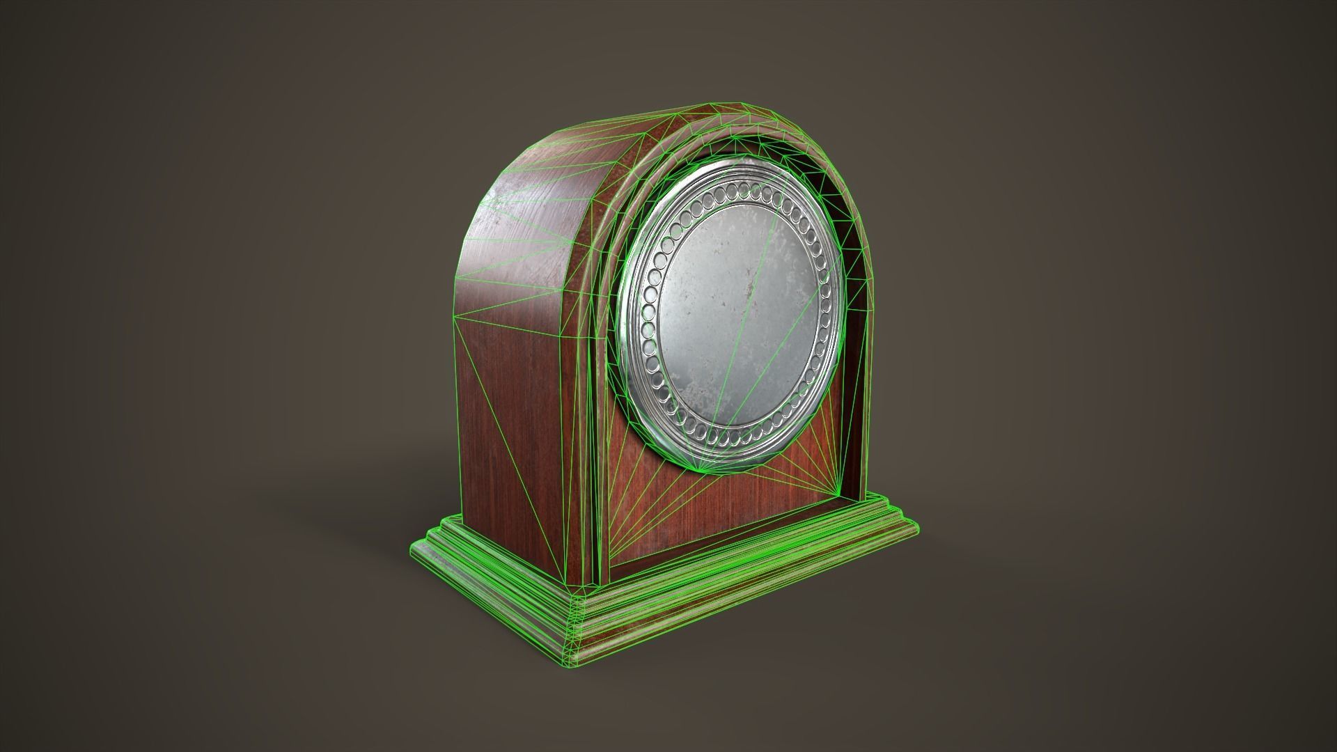 Small vintage table clock Low-poly 3D model_7