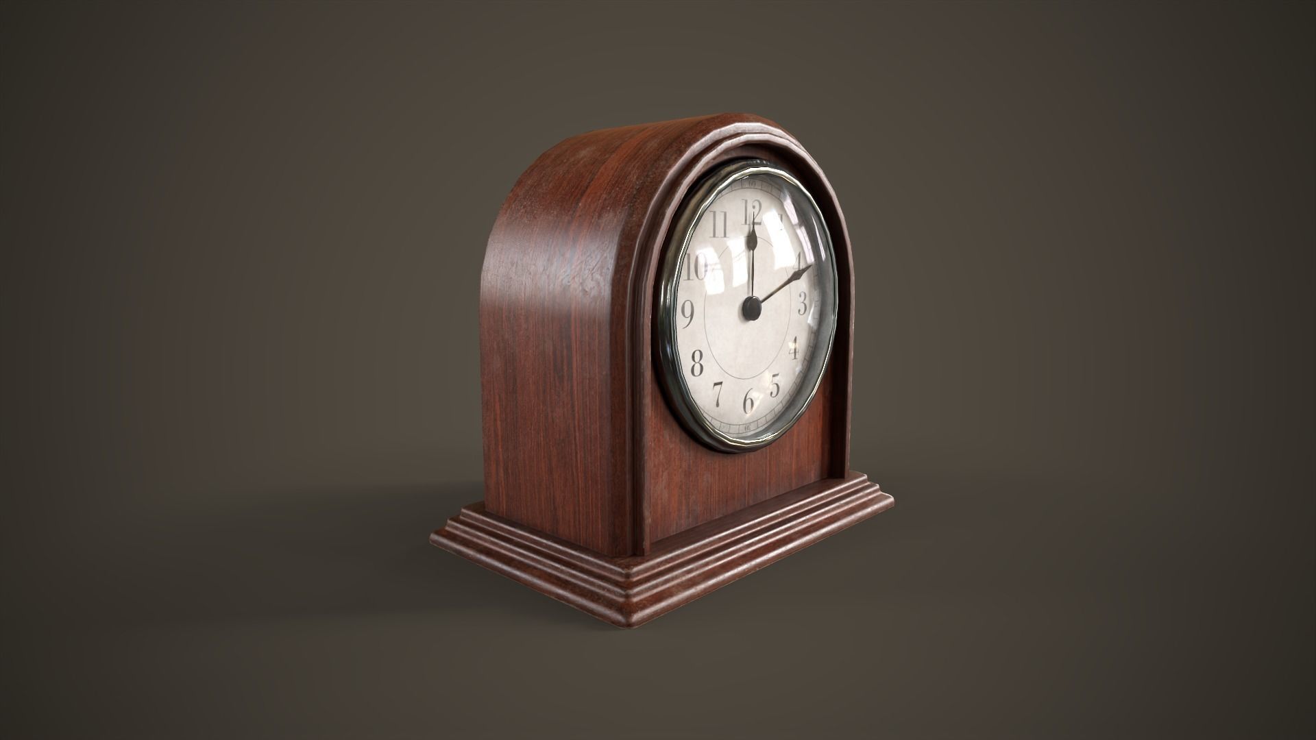 Small vintage table clock Low-poly 3D model_2