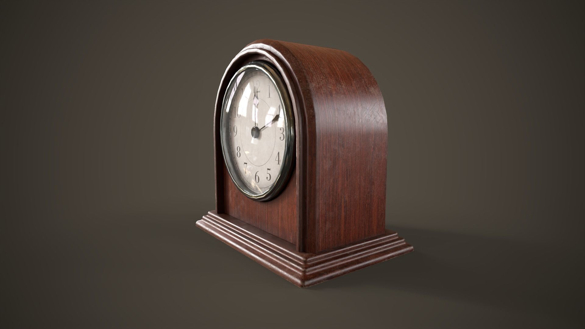 Small vintage table clock Low-poly 3D model_4