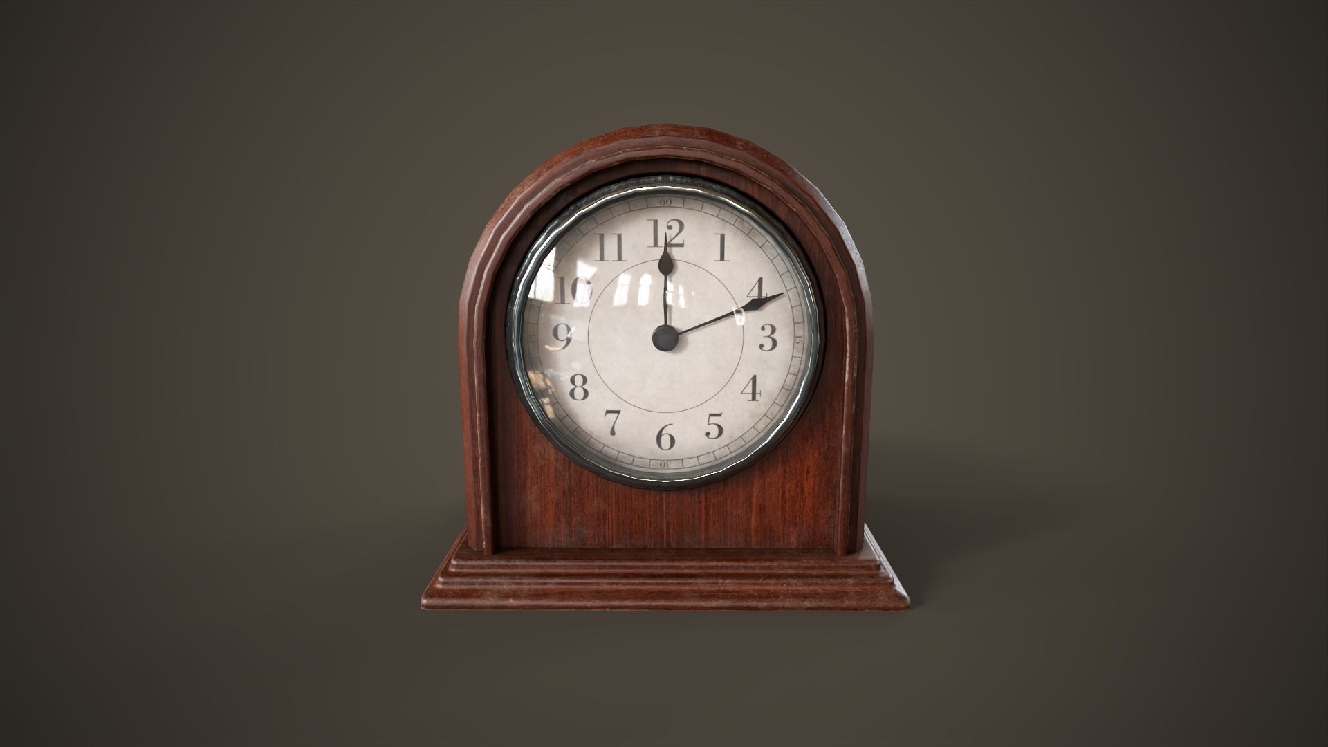 Small vintage table clock Low-poly 3D model_3