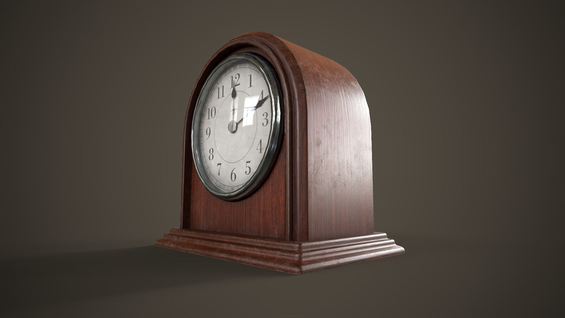 Small vintage table clock Low-poly 3D model_10