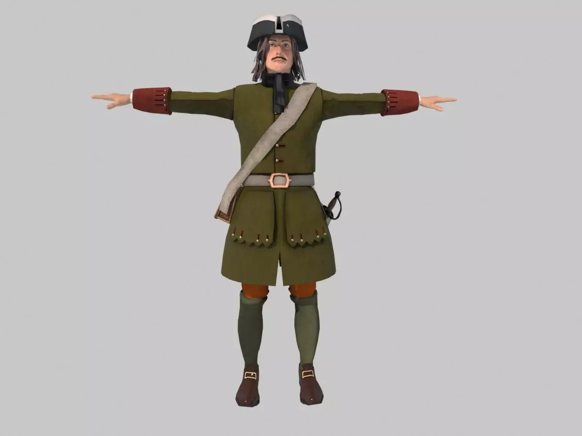Fusilier of the Draun Regiment Low-poly 3D model_0