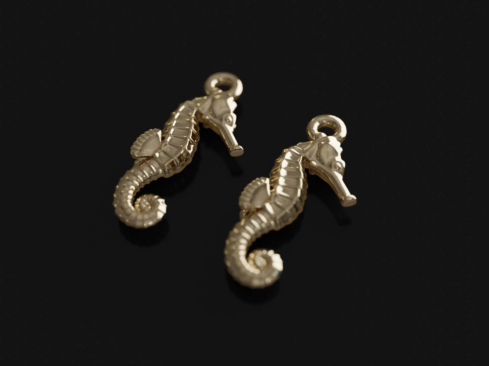 Seahorse earrings - Printer ready 3D print model_10