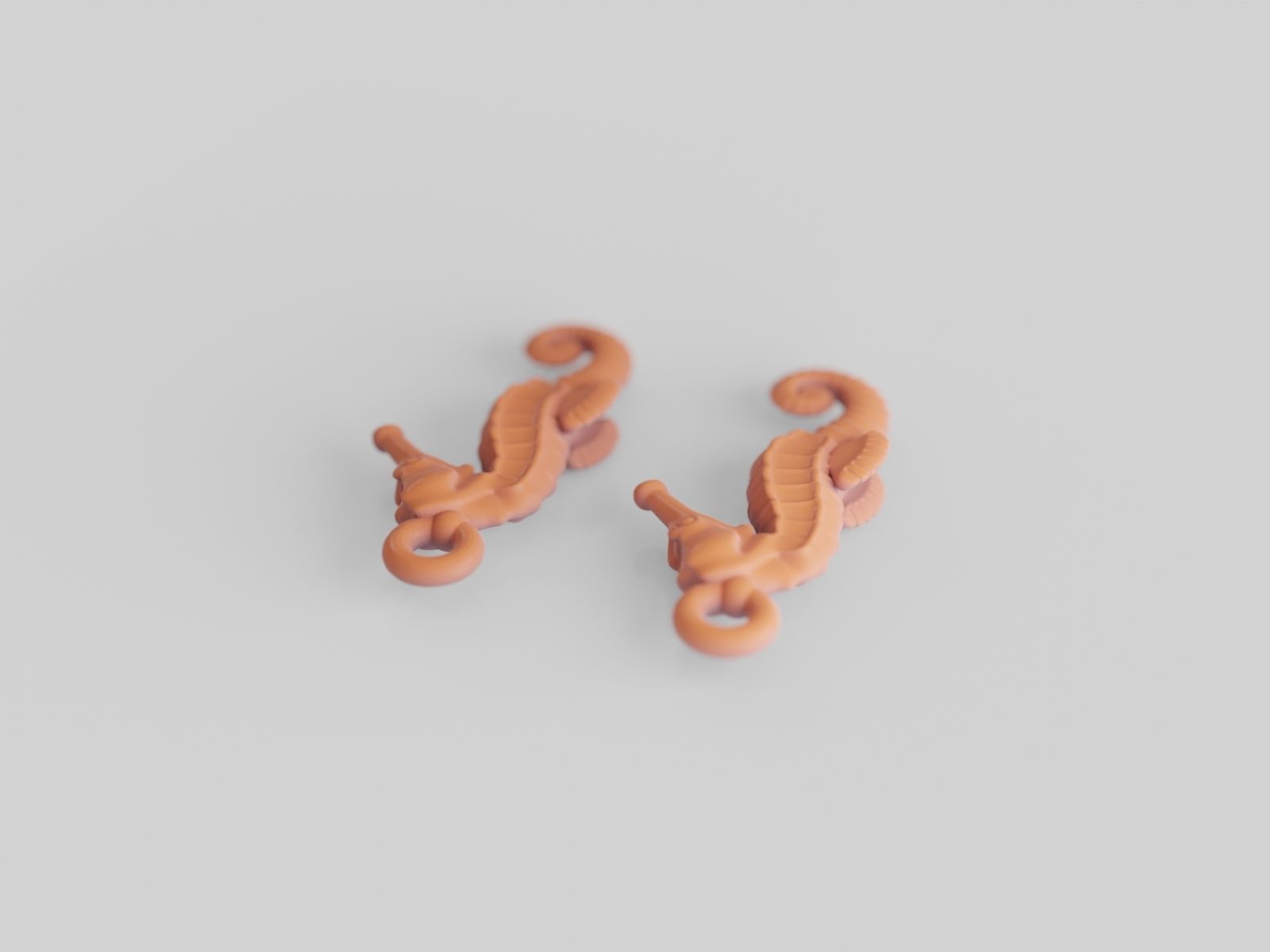 Seahorse earrings - Printer ready 3D print model_6