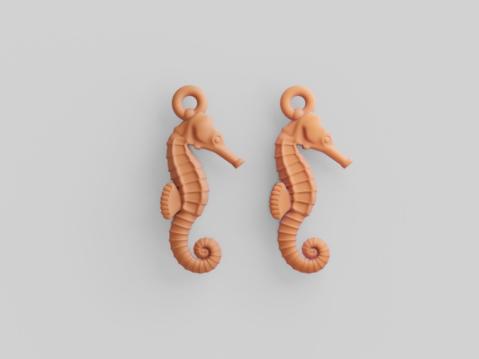 Seahorse earrings - Printer ready 3D print model_1