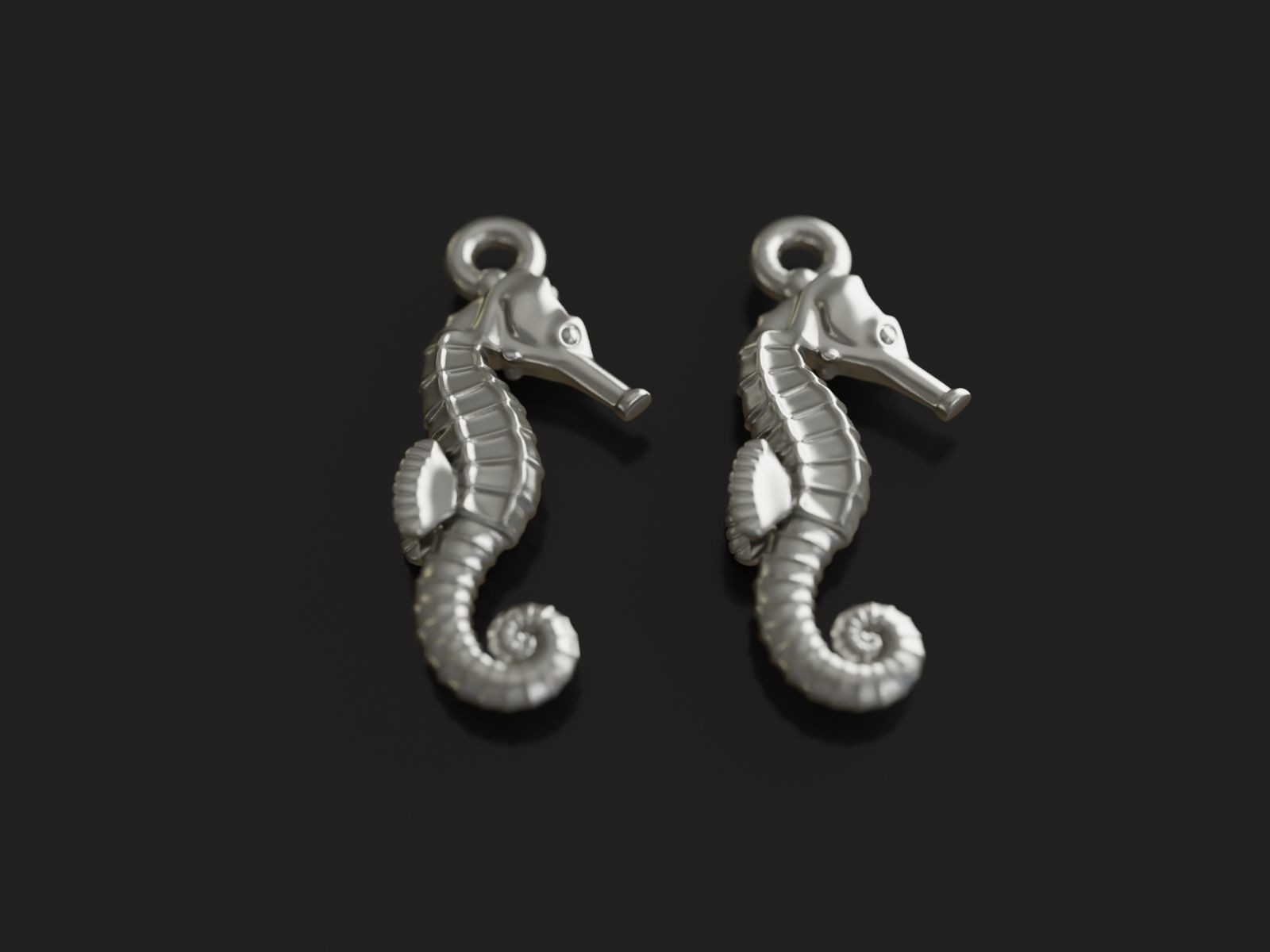 Seahorse earrings - Printer ready 3D print model_8