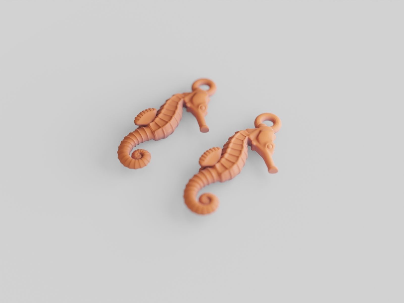 Seahorse earrings - Printer ready 3D print model_3