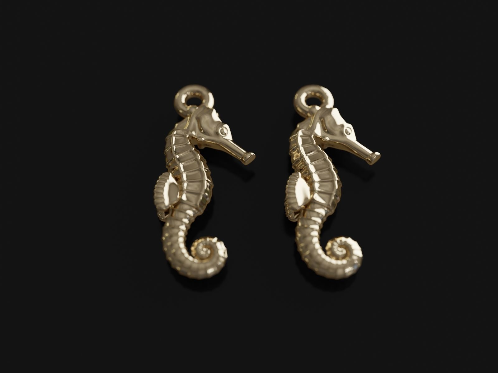 Seahorse earrings - Printer ready 3D print model_9
