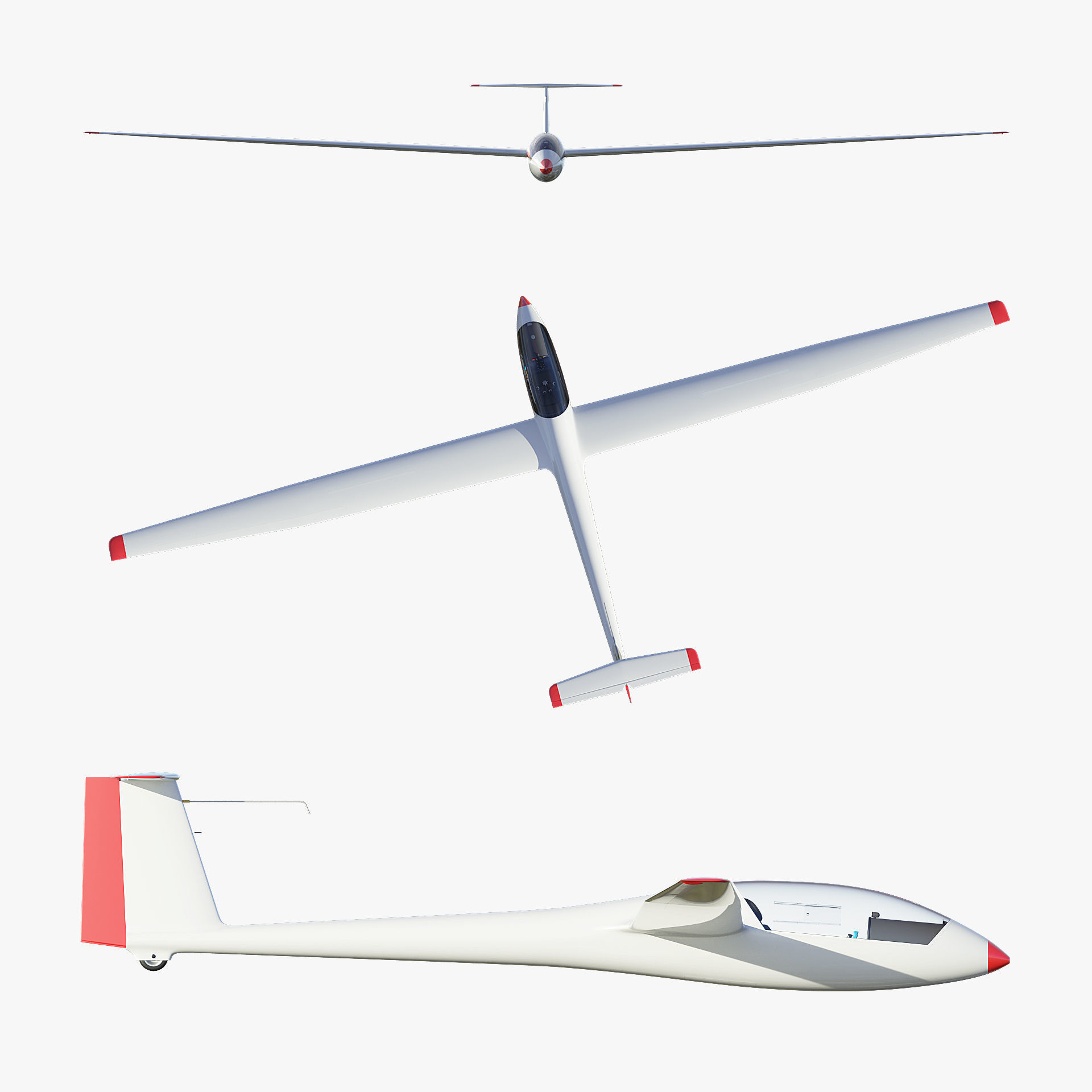 Rolladen-Schneider LS4 Glider  3D model_0