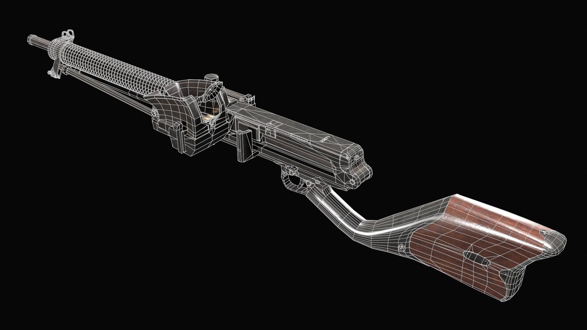 Nambu Type 11 light machine gun Low-poly 3D model_6