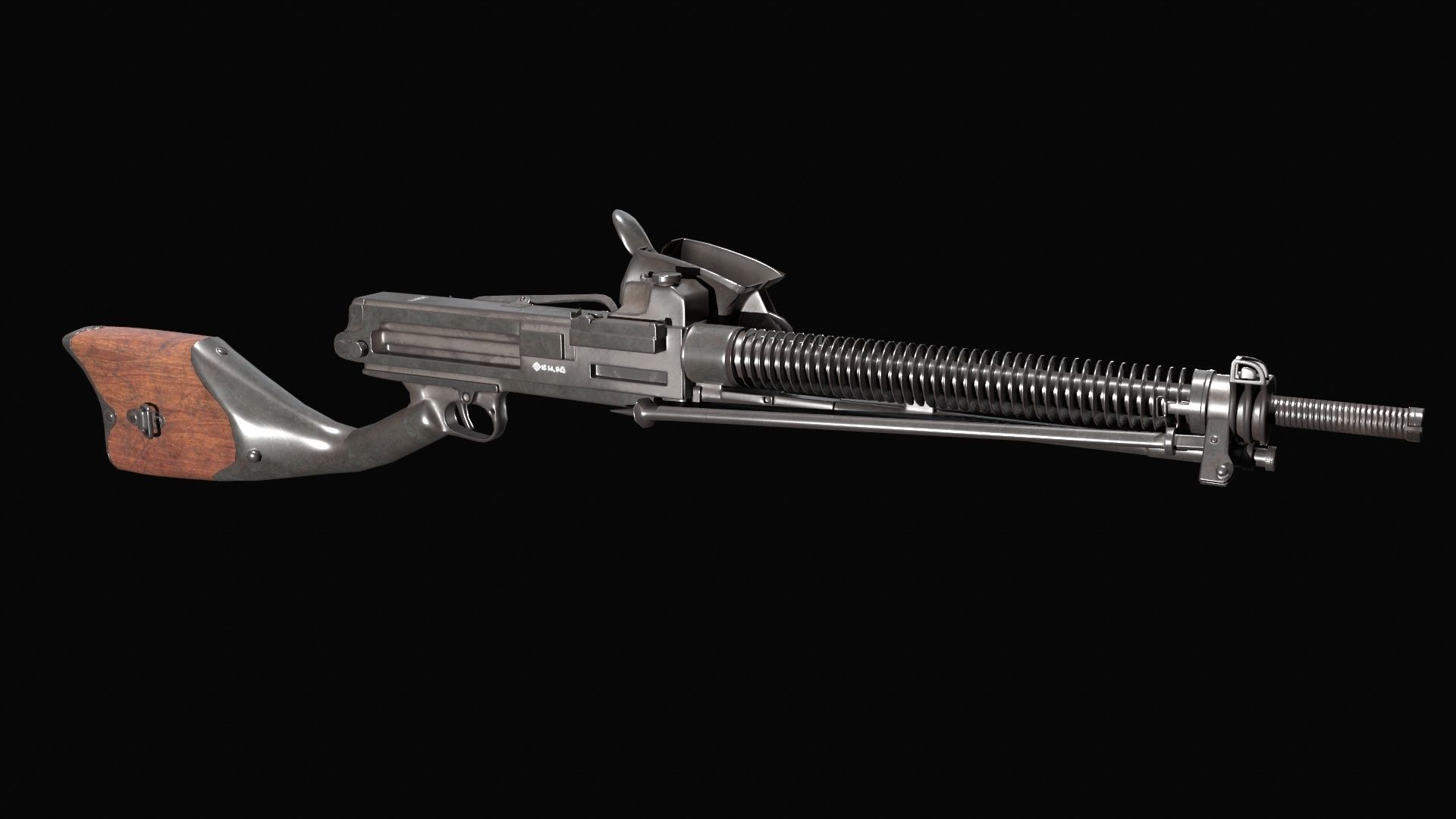 Nambu Type 11 light machine gun Low-poly 3D model_0