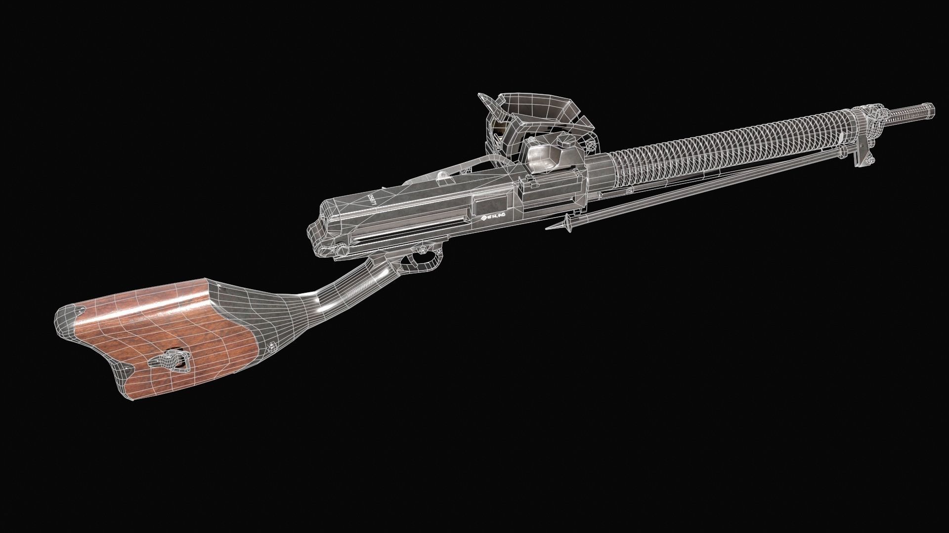 Nambu Type 11 light machine gun Low-poly 3D model_10