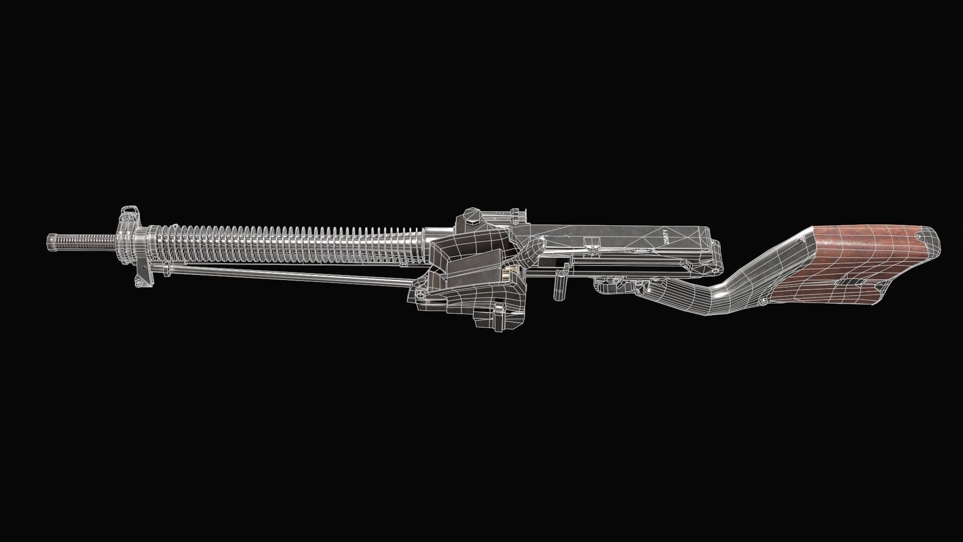 Nambu Type 11 light machine gun Low-poly 3D model_8