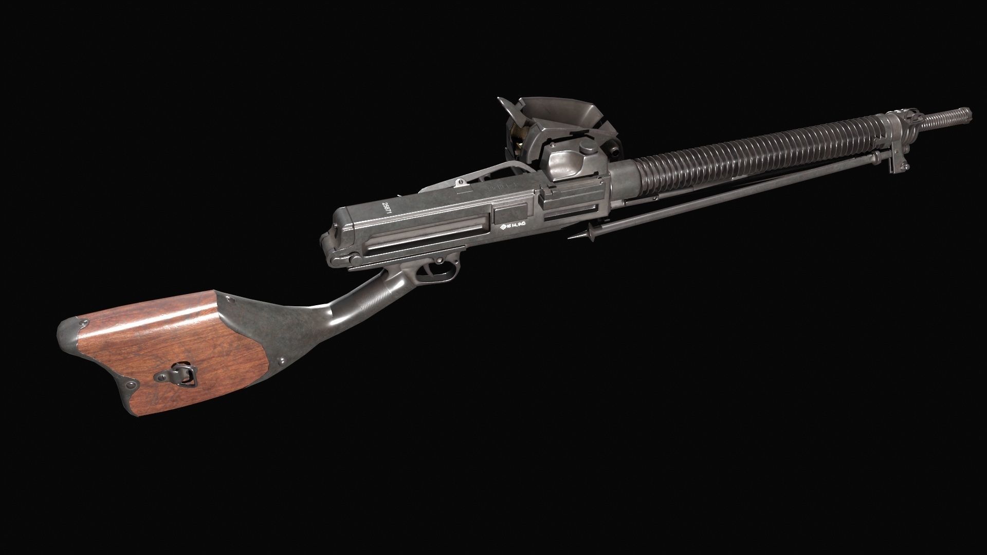 Nambu Type 11 light machine gun Low-poly 3D model_9