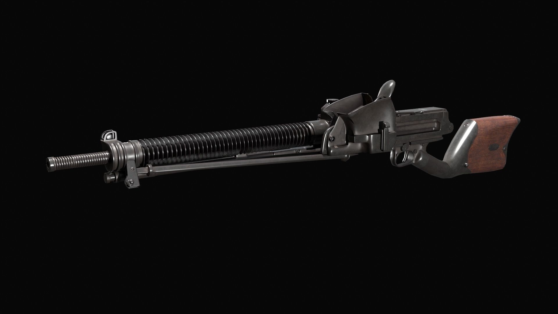 Nambu Type 11 light machine gun Low-poly 3D model_3