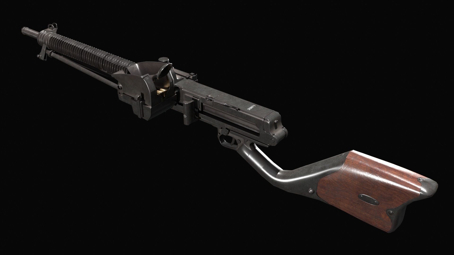 Nambu Type 11 light machine gun Low-poly 3D model_5