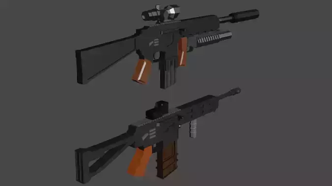 2 Low Poly Military Weapons