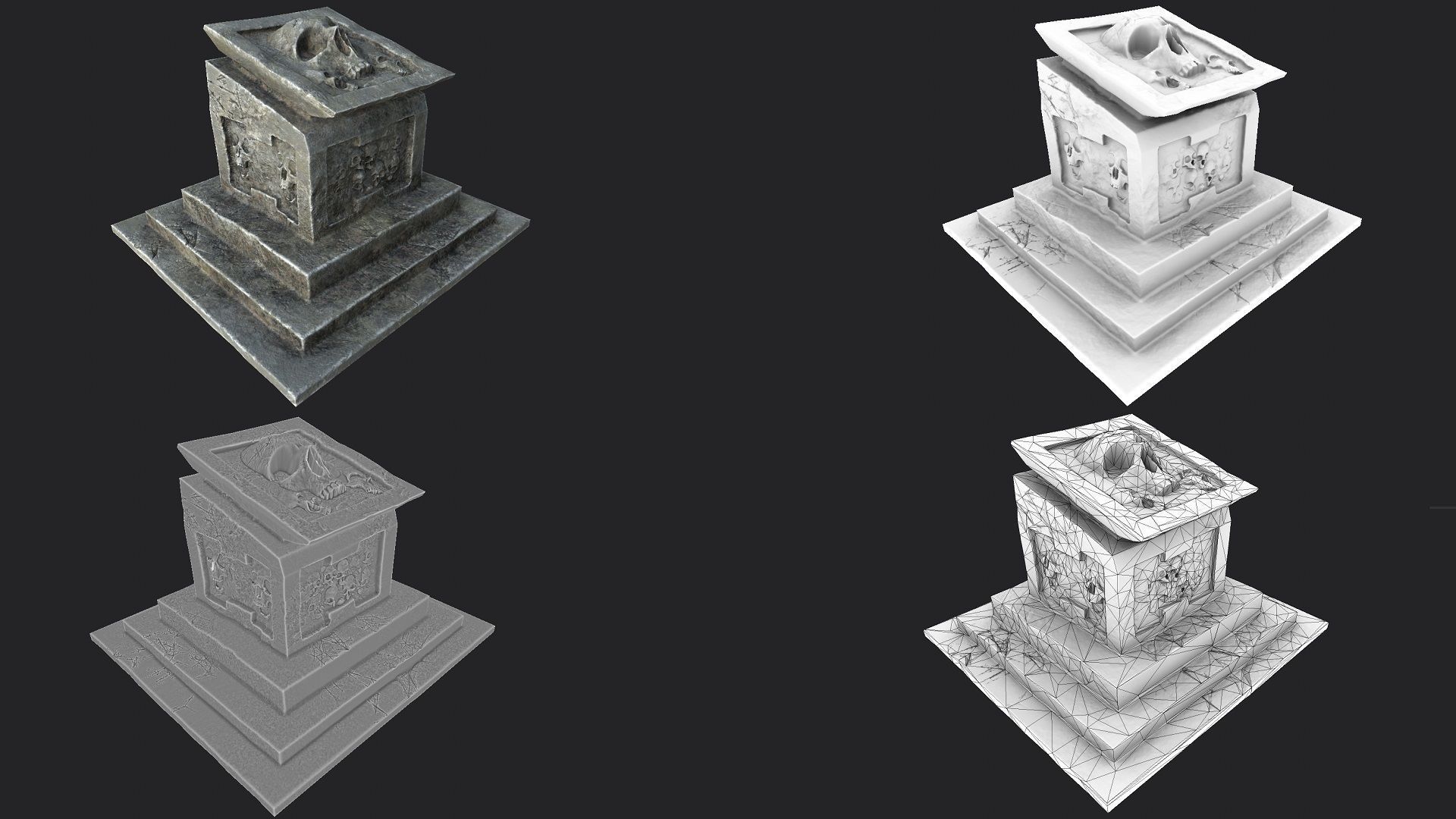 Skull Temple Set Low-poly 3D model_5