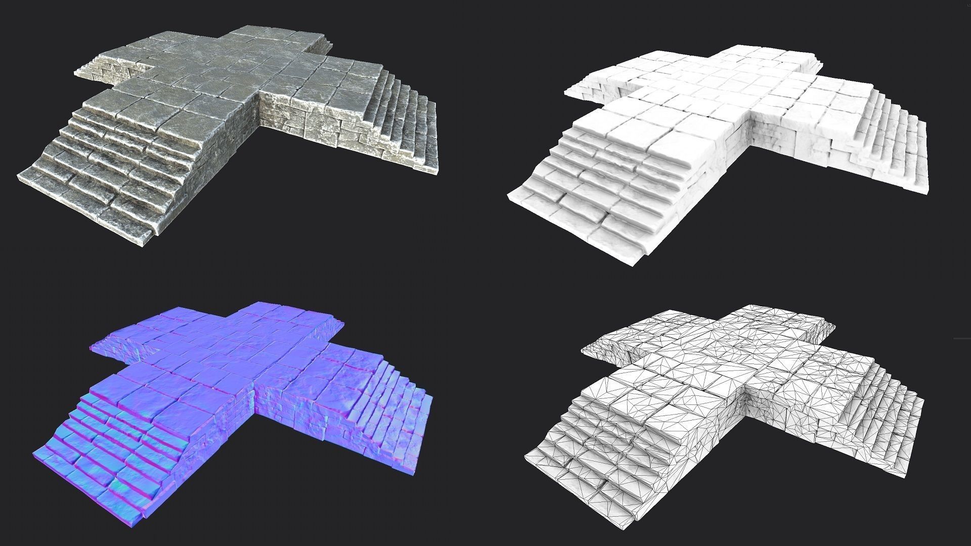 Skull Temple Set Low-poly 3D model_4