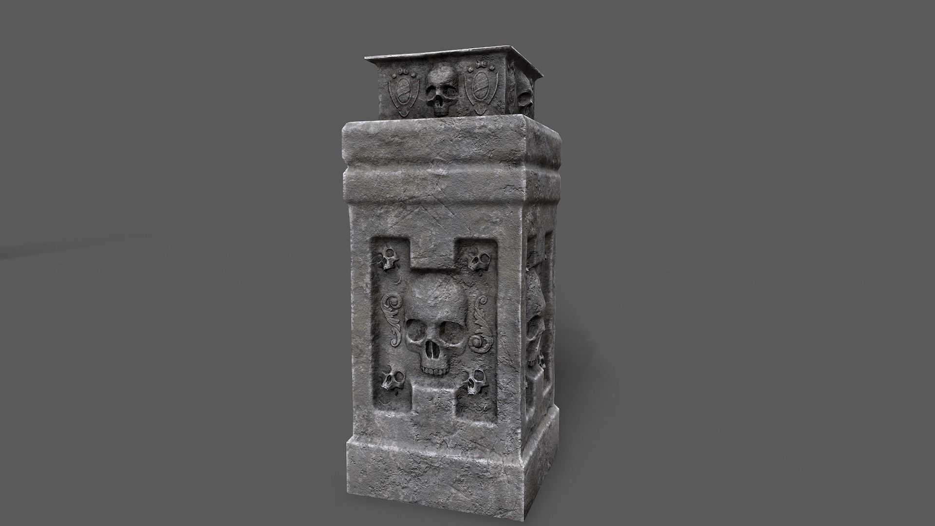 Skull Temple Set Low-poly 3D model_10