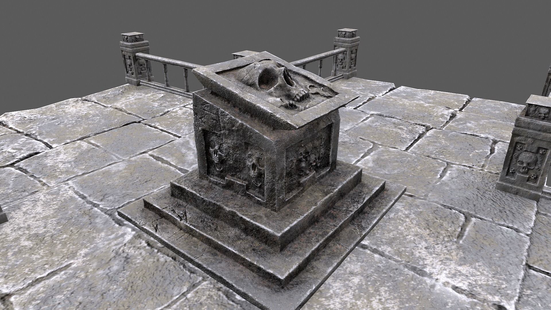 Skull Temple Set Low-poly 3D model_2