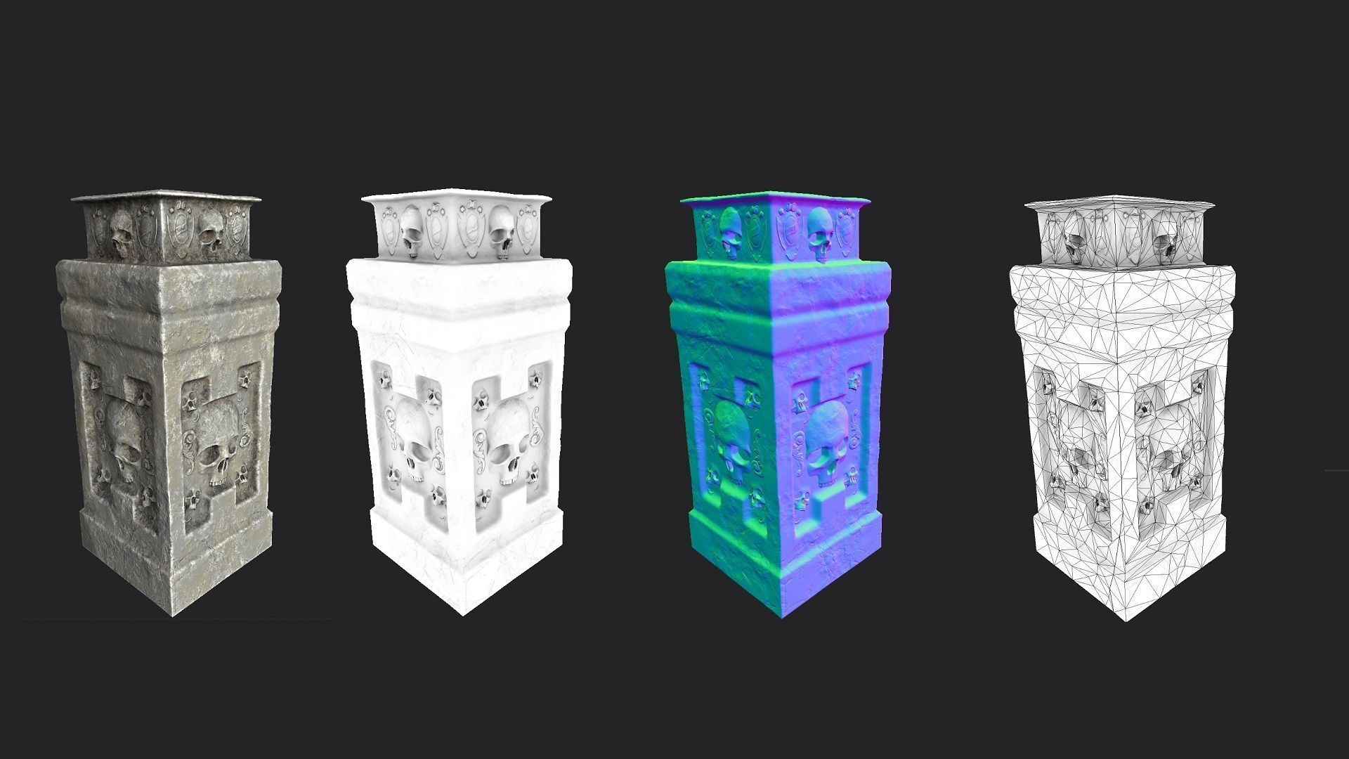 Skull Temple Set Low-poly 3D model_7