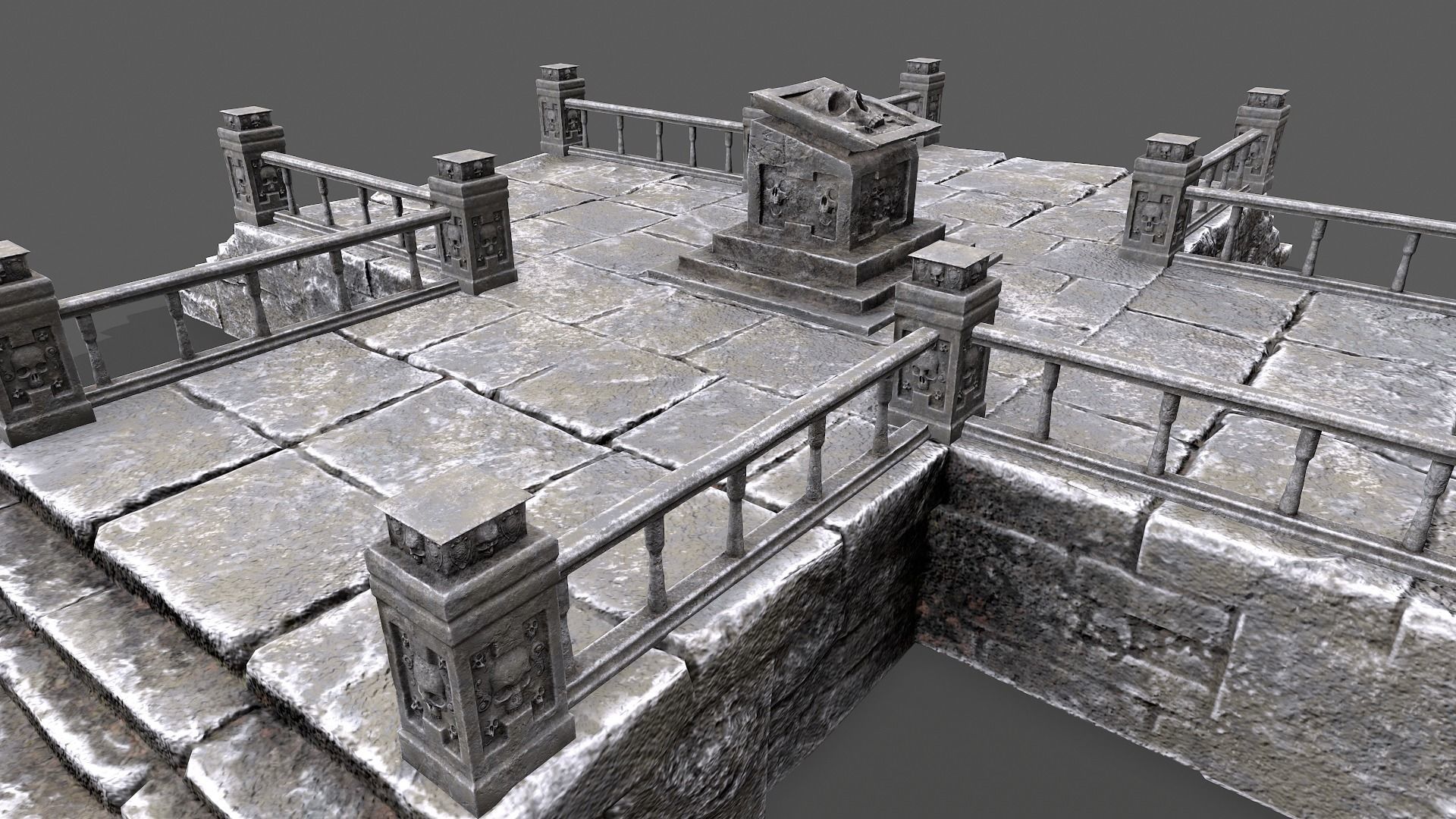 Skull Temple Set Low-poly 3D model_1